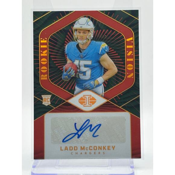 2024 Panini Illusions Ladd McConkey Rookie Vision Red Auto 3/99 SP Chargers RC - Picture 1 of 2